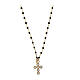 Agios gold necklace cross with black micro-enamel zircons s1
