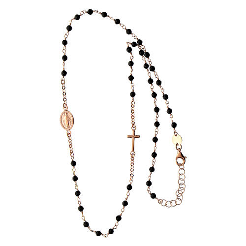 Rosenkranz-Kette von Agios, 925er Silber, Rosé-Finish, Natursteine in Rosatönen 4