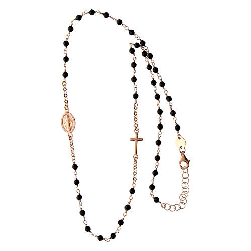 Collier ras de cou Agios rosé avec grains noirs argent 925 3