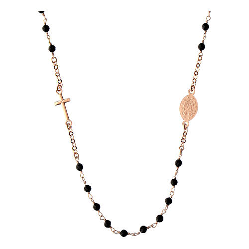 Girocollo rose' con pietre nere Agios argento 925 3