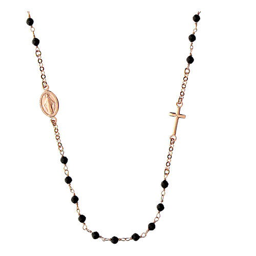 Rose choker necklace with black Agios stones 1