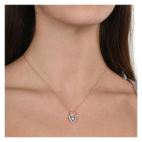 Collar sacrum cor rosado zircones blancos Agios plata 925