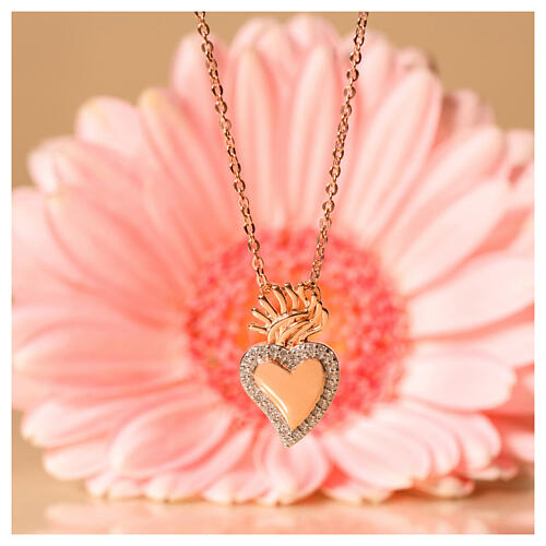 Collana sacrum cor rose' zirconi bianchi Agios arg 925  4