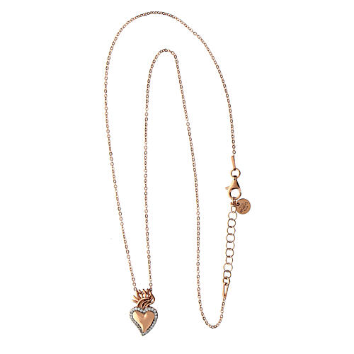 Collana sacrum cor rose' zirconi bianchi Agios arg 925  5