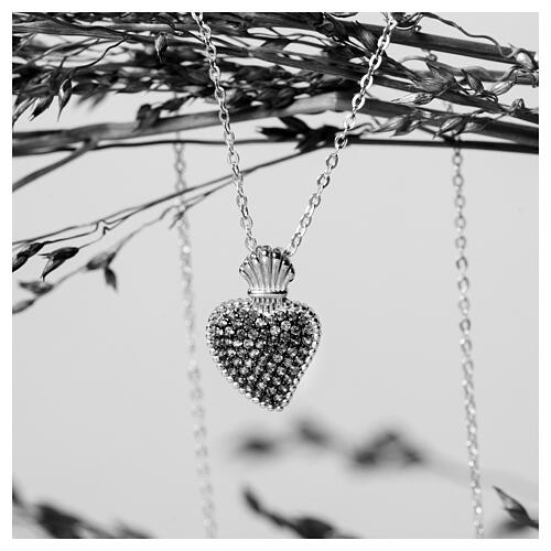 Kette von Agios, Sacrum Cor, 925er Silber, rhodiniert, weiße Zirkone 6