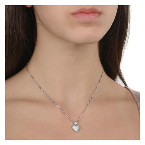 Collier Sacrum Cor zircons argent 925 rhodié Agios 2