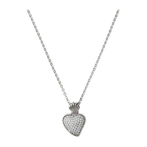 Collana sacrum cor rodiato zirconi bianchi Agios arg 925 1