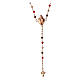 Agios rosary with Sacred Heart of rosé 925 silver, red and brown beads s1