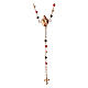 Agios rosary with Sacred Heart of rosé 925 silver, red and brown beads s1