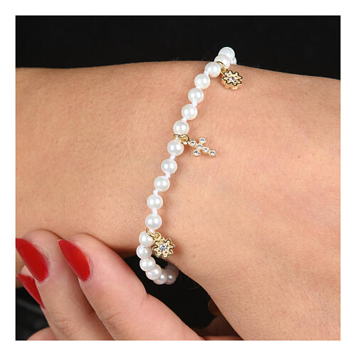 Pulsera piedras blancas Benedictus plata 925 oro 2