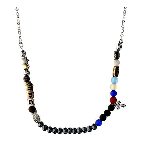 Kette von Agios, 925er Silber, verschiedenfarbige Schmucksteine 1