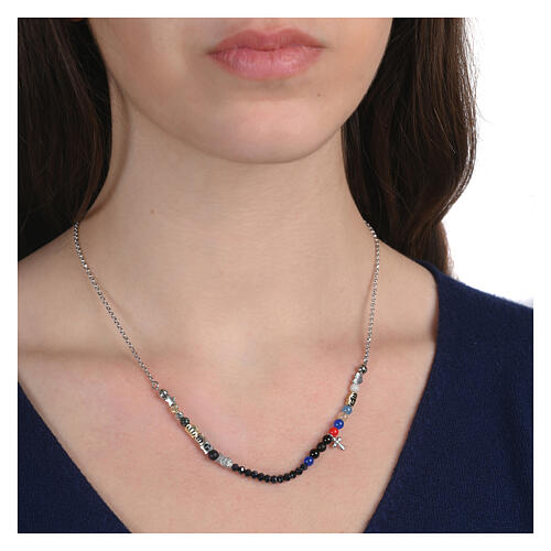 Kette von Agios, 925er Silber, verschiedenfarbige Schmucksteine 2