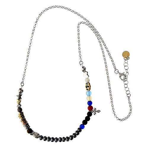 Kette von Agios, 925er Silber, verschiedenfarbige Schmucksteine 4