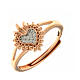 Agios Sacred Heart ring, rosé 925 silver with white rhinestones s1