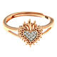 Agios Sacred Heart ring, rosé 925 silver with white rhinestones s2