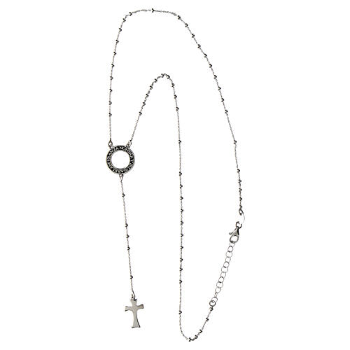 Collar rosario Agios plata 925 cruz 4