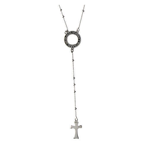 Naszyjnik różaniec od Agios, srebro 925, krzyż 1