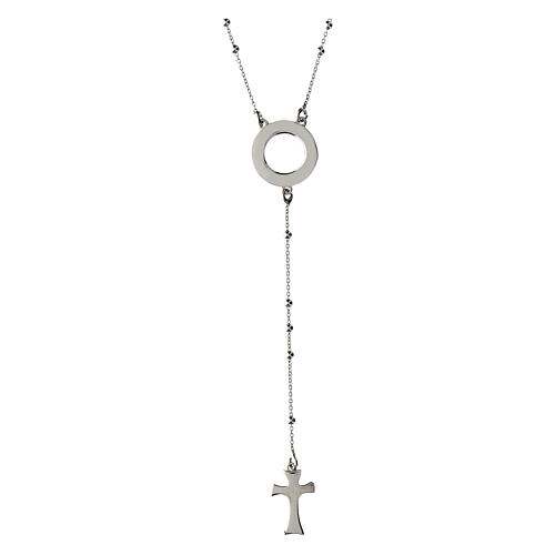 Agios 925 silver cross rosary necklace 2