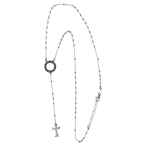 Agios 925 silver cross rosary necklace 3