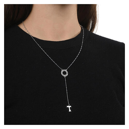 Agios 925 silver cross rosary necklace 2