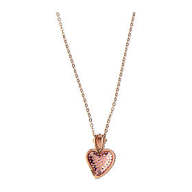 Sacred Heart necklace by Agios, rosé 925 silver and rubis rhinestones