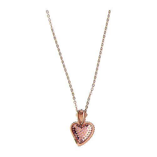 Sacred Heart necklace by Agios, rosé 925 silver and rubis rhinestones 2