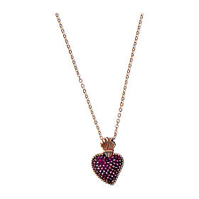 Sacred Heart pendant necklace Agios rose ruby ​​zircons