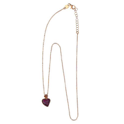 Sacred Heart pendant necklace Agios rose ruby ​​zircons 3
