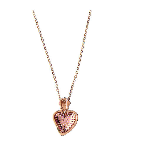 Sacred Heart pendant necklace Agios rose ruby ​​zircons 3