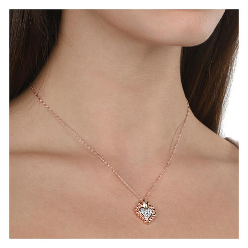 Collier Sacré Coeur rosé zircons blancs Agios 2