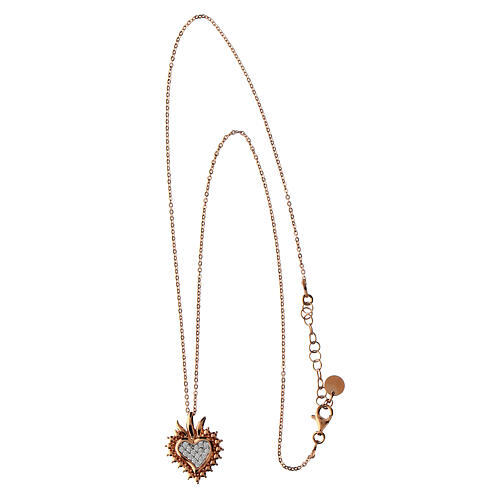 Collier Sacré Coeur rosé zircons blancs Agios 5