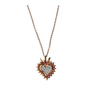 Sacred Heart necklace with white zircons Agios
