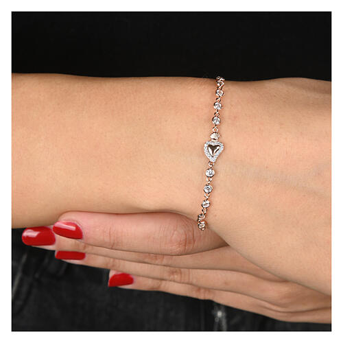 Sacred Heart bracelet Agios rose-plated 925 silver  2