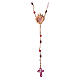 Agios rosary with Sacred Heart, red rhinestones and red and brown beads, rosé 925 silver s2