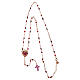 Agios rosary with Sacred Heart, red rhinestones and red and brown beads, rosé 925 silver s3