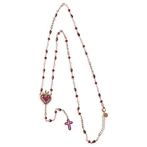 Sacred Heart rosary necklace pave zircons purple Benedictus 5