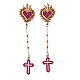 Pendants d'oreilles Sacré Coeur et croix zircons rubis Agios s1
