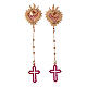 Pendants d'oreilles Sacré Coeur et croix zircons rubis Agios s3