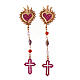 Ohrstecker von Agios, Flammendes Herz und Kreuz, 925er Silber, Rosé-Finish, rubinrote Zirkone, Schmucksteine s1