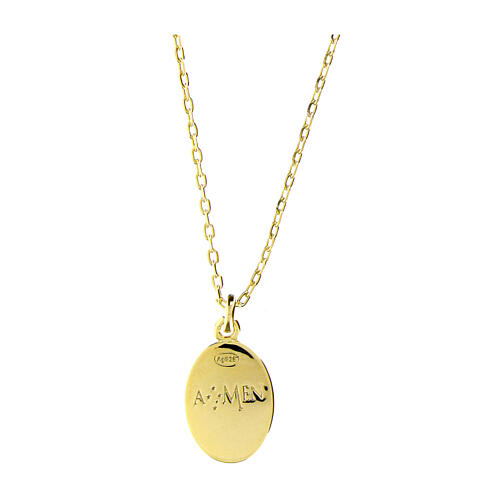 Colar Amen prata 925 Medalha Milagrosa esmalte cor-de-rosa 2