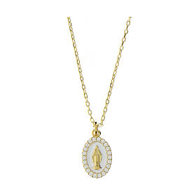 Collana in argento 925 AMEN con ciondolo Madonna Miracolosa bianco perla