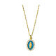 Collana con medaglietta Madonna Miracolosa in argento 925 sfondo turchese s1