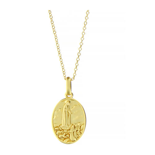 Amen necklace with Our Lady of Fátima medal, gold plated 925 silver 1