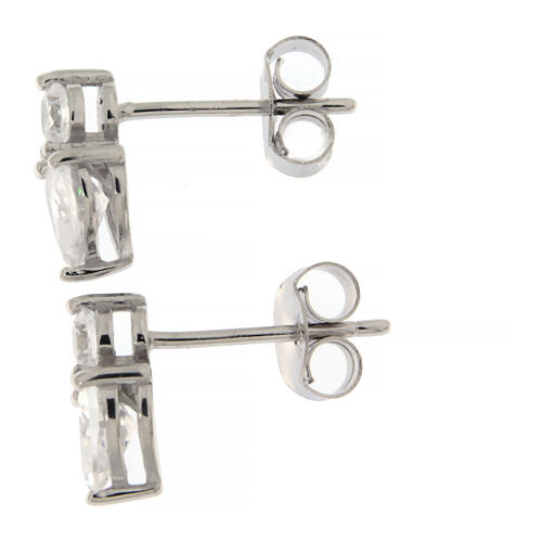 Ohrringe AMEN aus Silber mit weißen Zirkonia-Herzen 3