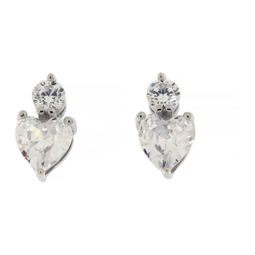 Orecchini Amen in Argento Cuore zirconi bianchi 1