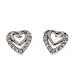 Amen earrings with concentric hearts, 925 silver and white rhinestones s1