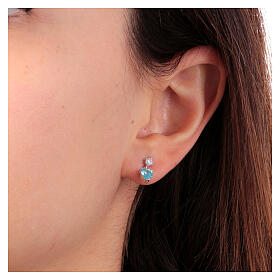 Ohrringe AMEN aus Silber mit blauem Herz