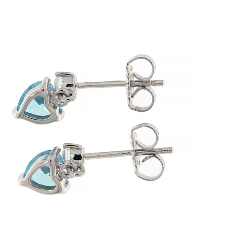 Amen stud earrings with light blue heart-shaped pendant, 925 silver and rhinestones 4