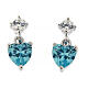 Amen stud earrings with light blue heart-shaped pendant, 925 silver and rhinestones s1