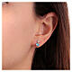 Amen stud earrings with light blue heart-shaped pendant, 925 silver and rhinestones s2